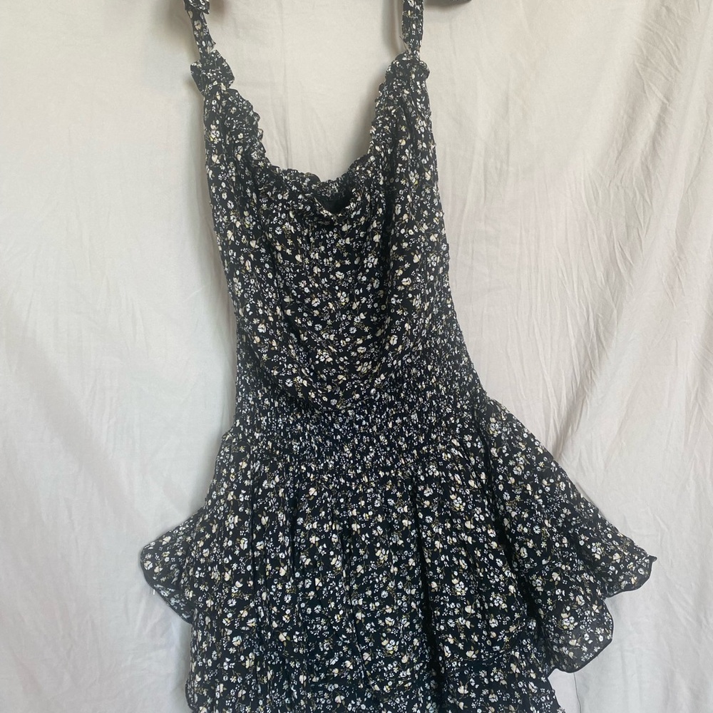 Forever 21 Black and White Tiered Ruffled Jumpsuit
